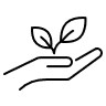 hand met plant