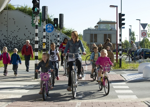 children on bicycles or cross the pedestrian crossing