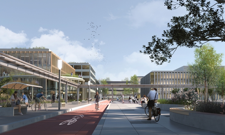 artist impression van de biotech campus delft