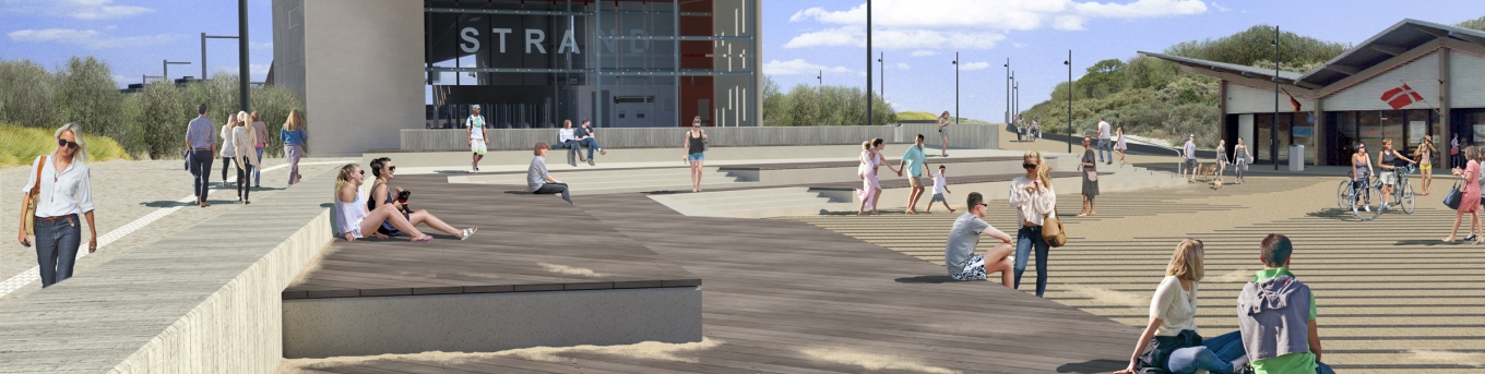 Artist impression van de Metrohalte Strand Hoek van Holland